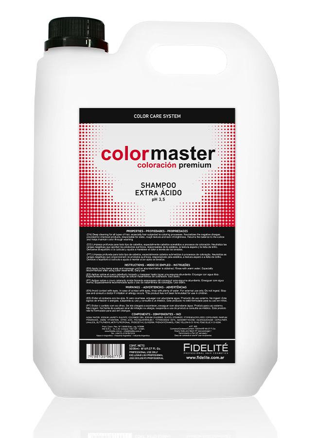 SHAMPOO EXTRA ÁCIDO 5000ml Limpia profundamente todo tipo de cabellos, especialmente aquellos sometidos a procesos de coloración.